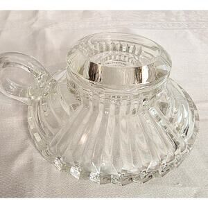 Vintage Depression Glass Finger Loop Taper Candleholder Chamber Stick